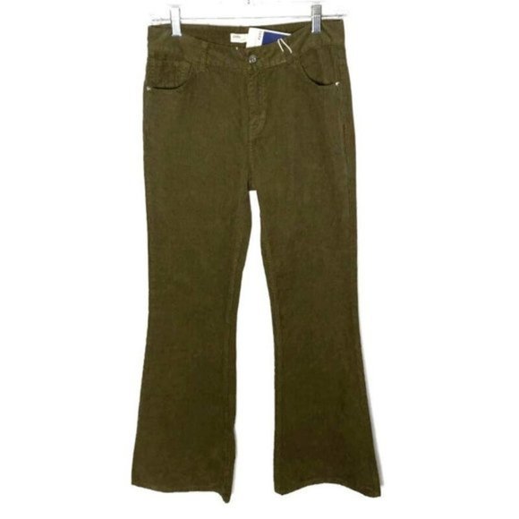 Zara Flare Pants Green Corduroy - Picture 2 of 10